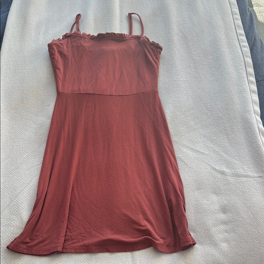 Cute Burgundy Spaghetti Strap Dress